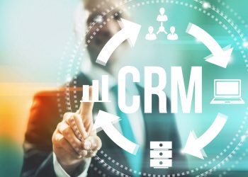 Customer relationship management concept man selecting CRM
